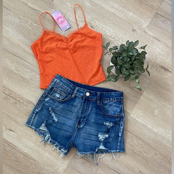 NWT Orange Eyelet Cami - Picture 5 of 5